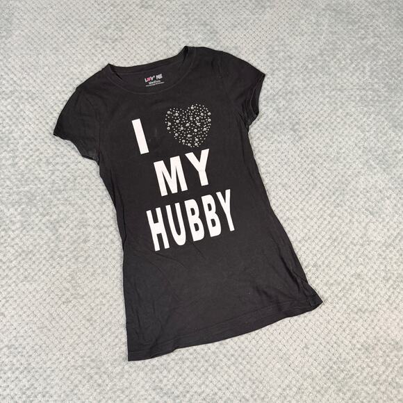 Luv Me More Tops - vintage y2k I heart my hubby black short sleeve babydoll graphic tshirt luv me m